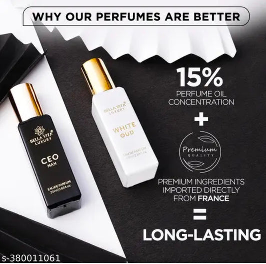 BELLAVITA CEO Man & White Oud Unisex | Long Lasting Perfume for Man and Woman | EDP 2x20ml | Tonka, Agarwood & Orange | Woody, Spicy, Citrus Premium Fragrance for Men & Women 4.8⭐⭐⭐⭐⭐988000+ bought last month