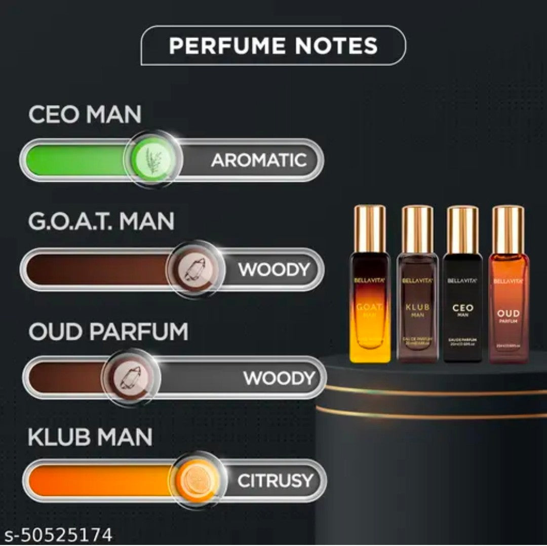 Bella Vita Luxury Long Lasting Men Gift Set | Perfume for Man | 4x20ml | Gifts for Men | Woody, Citrusy, Oud, Premium Fragrance Scent | KLUB, OUD, CEO, G.O.A.T 5.0 ⭐⭐⭐⭐⭐ 900000+ bought this month