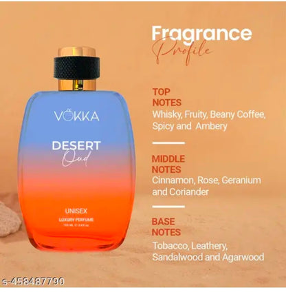 Vokka Desert Oud 100ml Perfume | Unisex Luxury Long Lasting Arabian Perfume For Men And Women | Arabic Woody Scent Eau De Parfum | EDP Fragrance for Gift | Notes: Spicy Agarwood Ambery 75% off