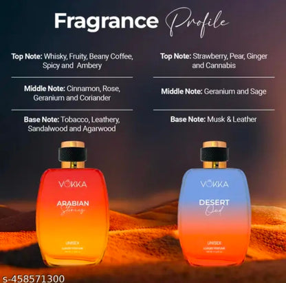 Vokka Desert Oud & Arabian Stories 200 ml | Pack of 2 x 100ml Arabic Unisex Luxury Long Lasting Fruity Woody Perfume Gift Set For Men And Women | Spicy Scent Eau De Parfum | Notes: Fruity Spicy