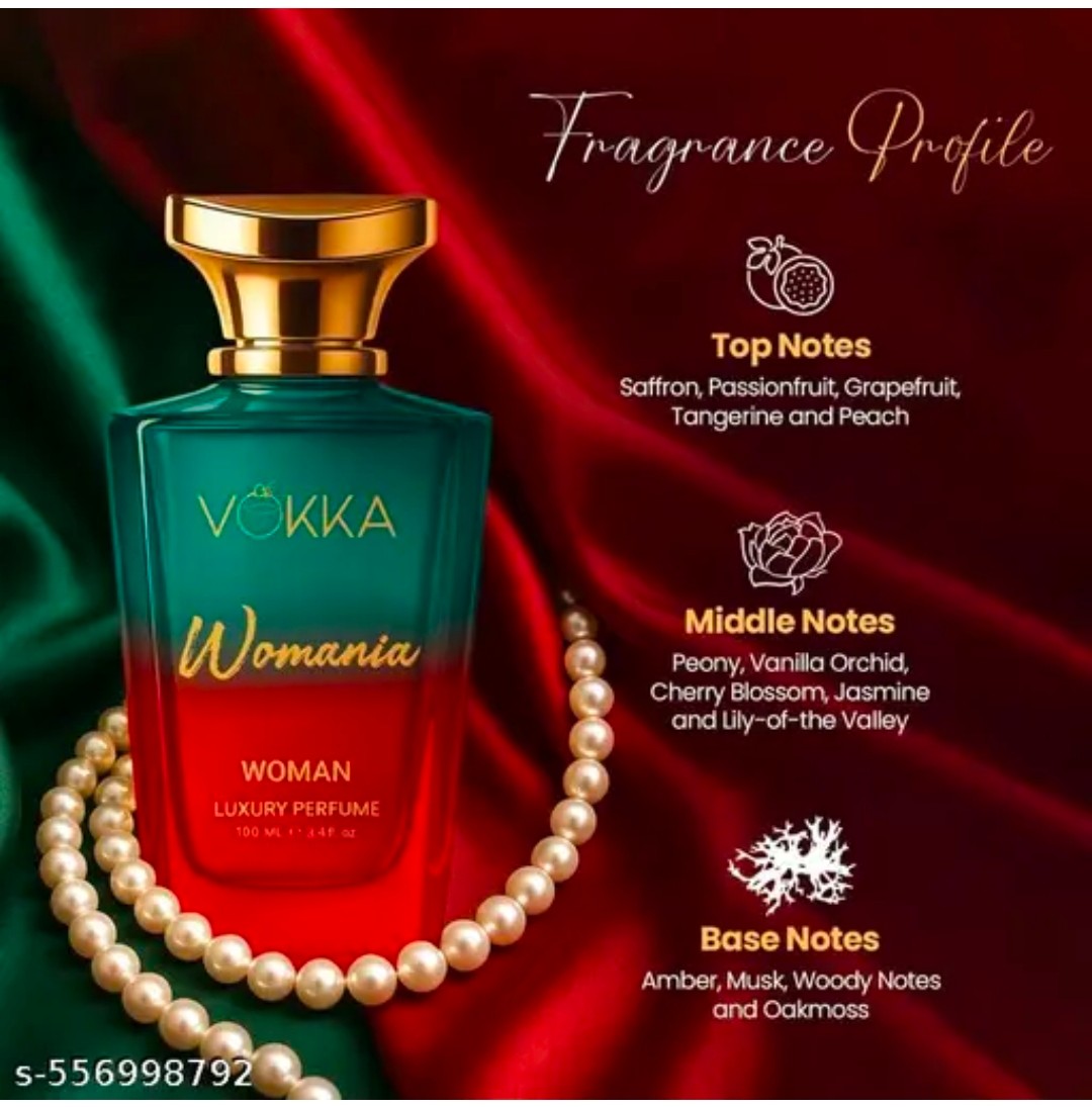 VOKKA Womania 100ml Perfume | Luxury Long Lasting Perfume for Women | Signature Scent with Fruity Floral Notes | EDP for Gift | Notes: Saffron, Passionfruit, Peony, Musk, Oakmoss