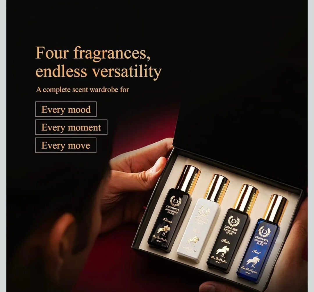 DENVER Sporting Club Gift Set for Men - Rider, Victor, Champ, Goal - 20ML Each | Long Lasting Luxury Perfume EDP