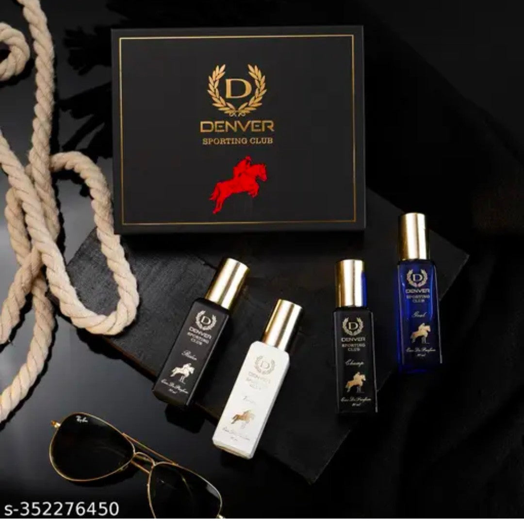 DENVER Sporting Club Gift Set for Men - Rider, Victor, Champ, Goal - 20ML Each | Long Lasting Luxury Perfume EDP